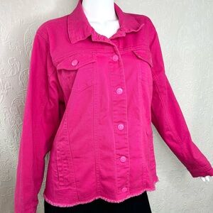 Heart of Pine Frayed Denim Jacket Malibu Pink